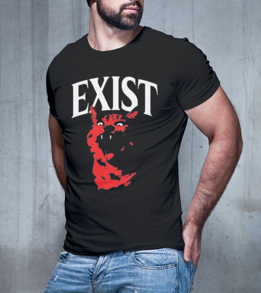 Mynameistuv Exist Red Cat Face T-Shirt