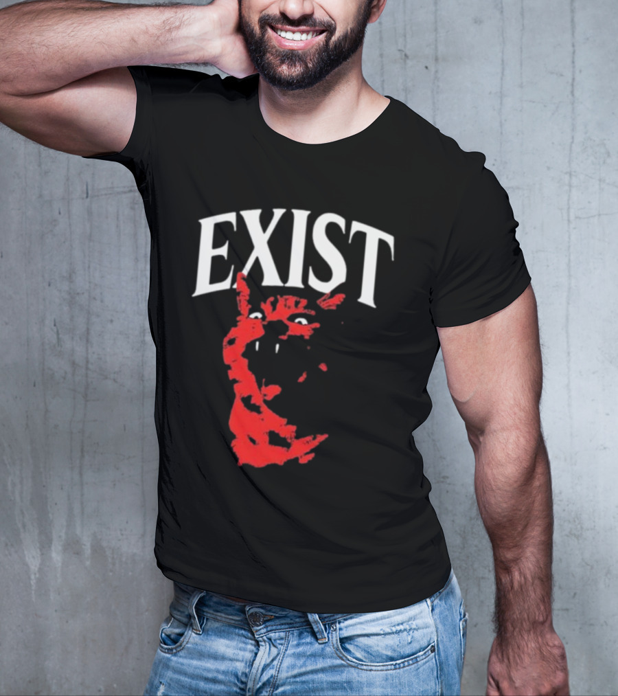 Mynameistuv Exist Red Cat Face T-Shirt