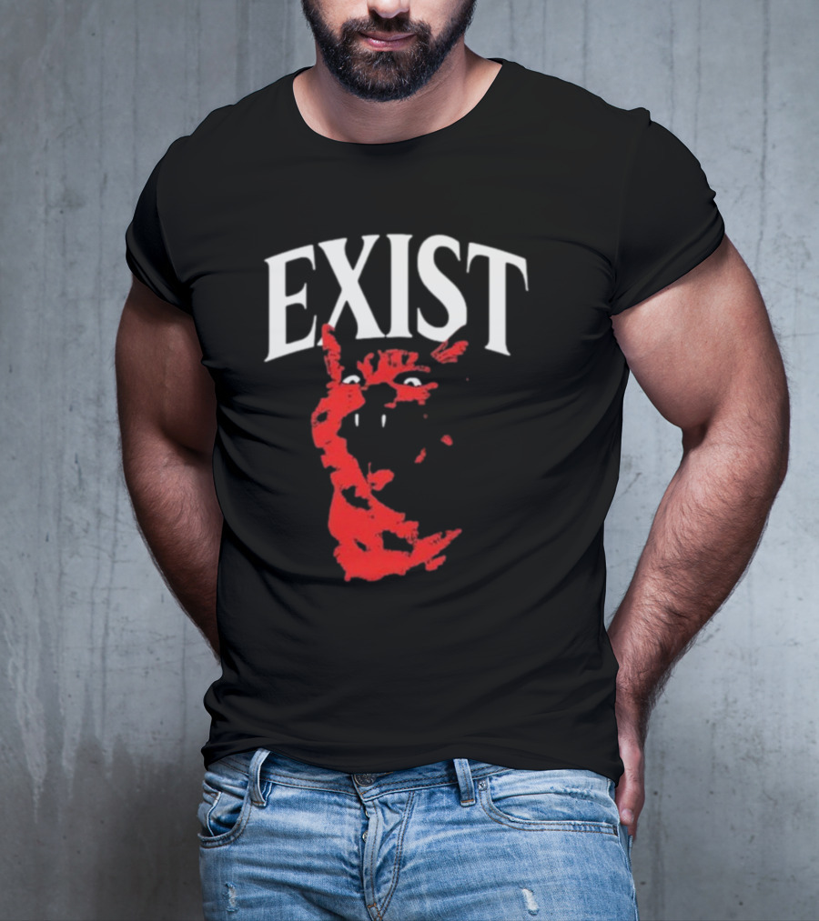 Mynameistuv Exist Red Cat Face T-Shirt