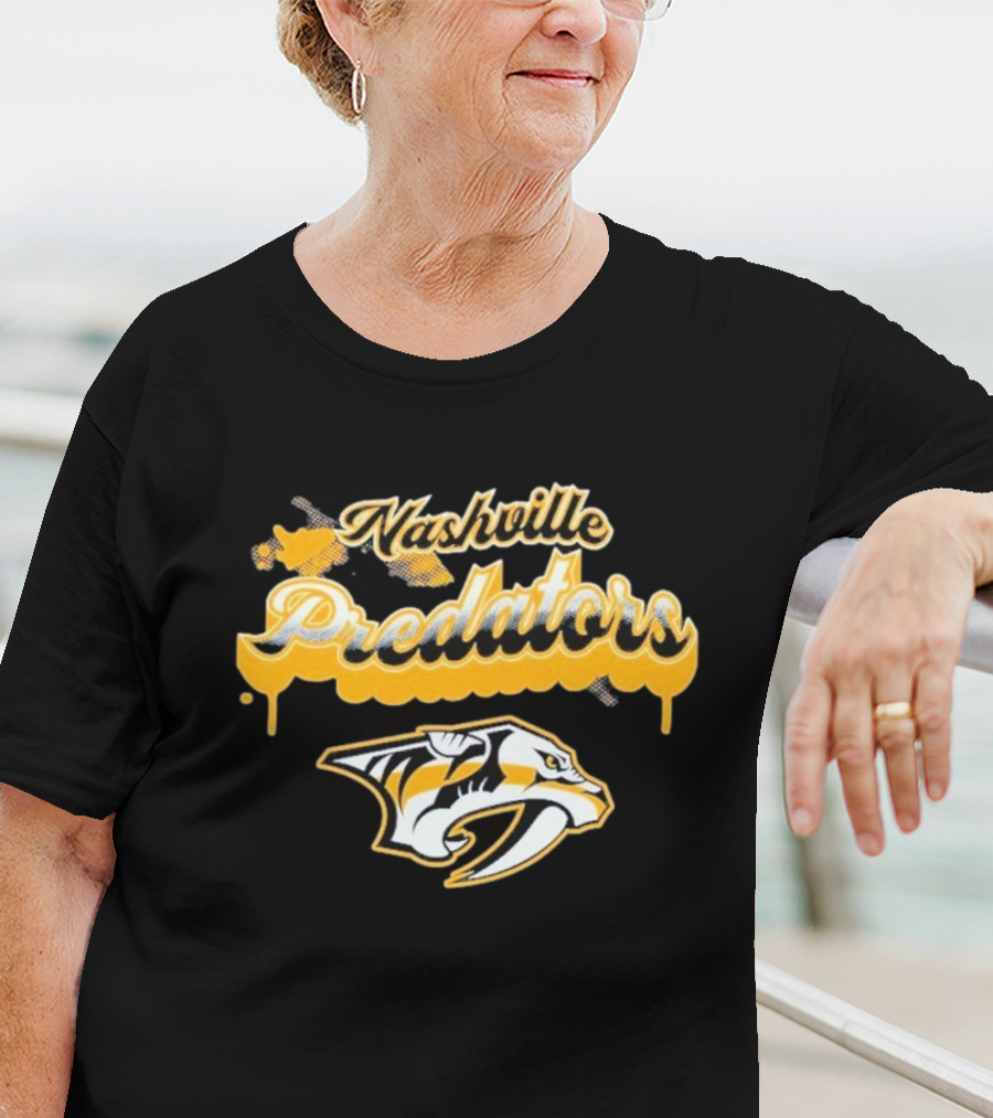 Nashville Predators Bubbly Script Ice Hockey Team Logo T-Shirt