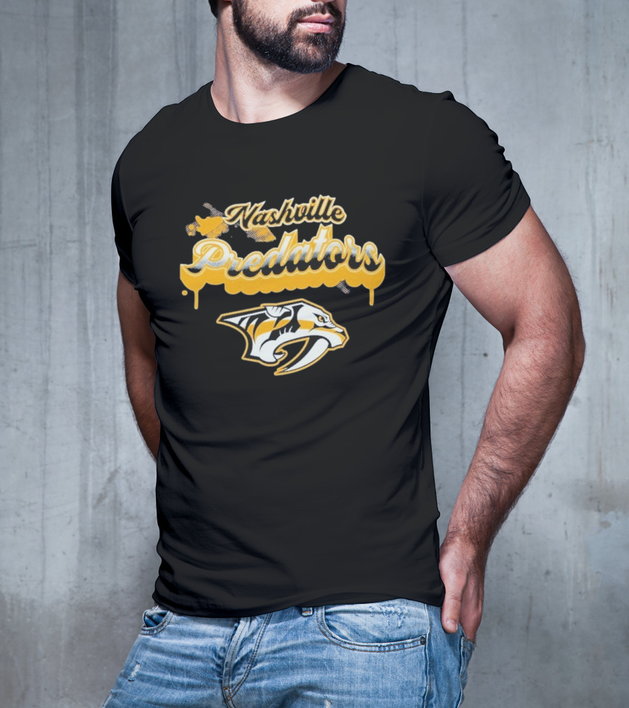 Nashville Predators Bubbly Script Ice Hockey Team Logo T-Shirt