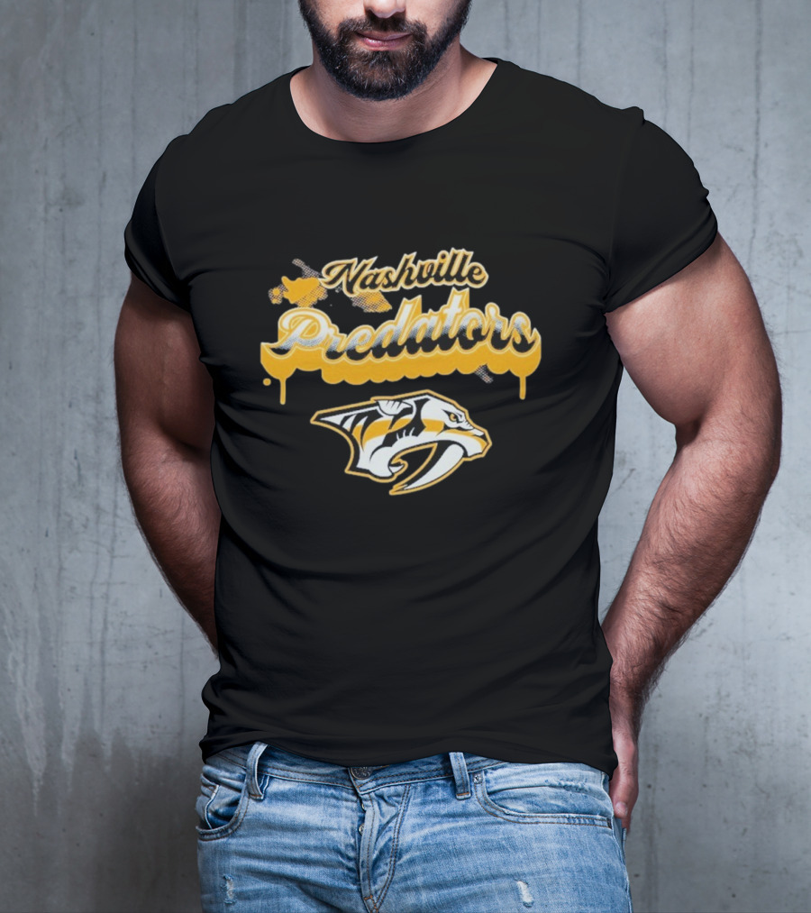 Nashville Predators Bubbly Script Ice Hockey Team Logo T-Shirt