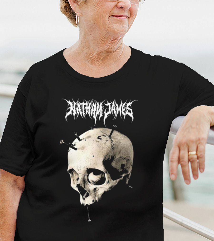 Nathan James Skull With Nails And Textured Background T-Shirt
