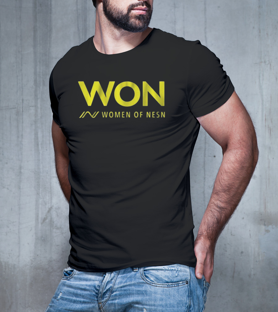 WON Women Of NESN Yellow Text With Stylish Lines T-Shirt