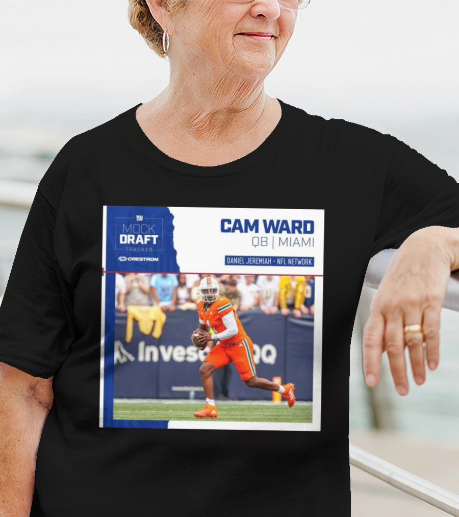 New York Giants Mock Draft Tracker Cam Ward QB Miami Daniel Jeremiah NFL Network T-Shirt