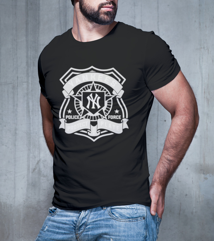Yankees Police Force Protect Plate Badge Symbol T-Shirt