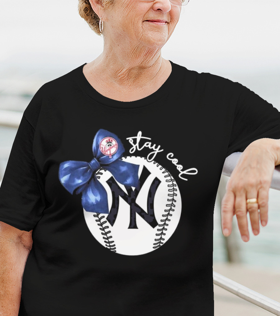 New York Yankees Stay Cool Bow Baseball Girls Fashion T-Shirt