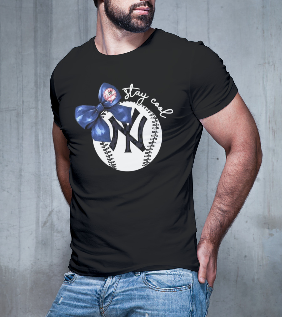 New York Yankees Stay Cool Bow Baseball Girls Fashion T-Shirt