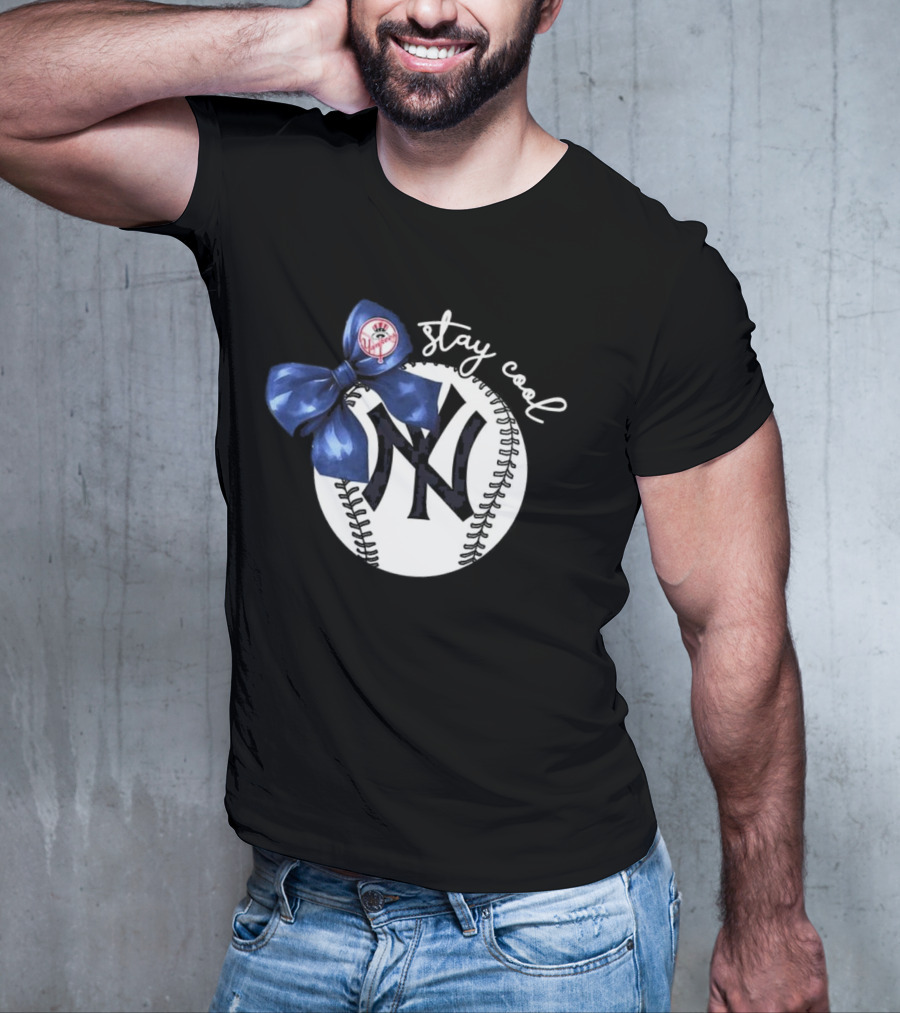 New York Yankees Stay Cool Bow Baseball Girls Fashion T-Shirt