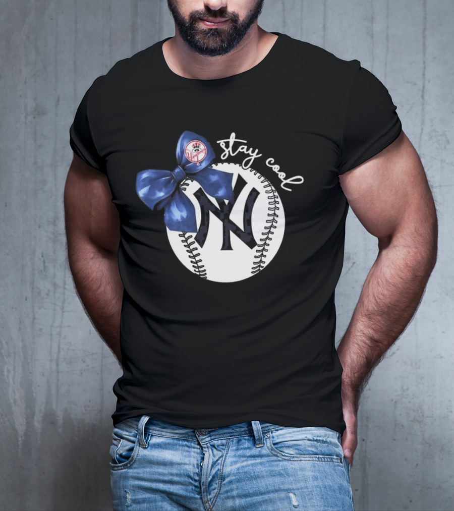 New York Yankees Stay Cool Bow Baseball Girls Fashion T-Shirt
