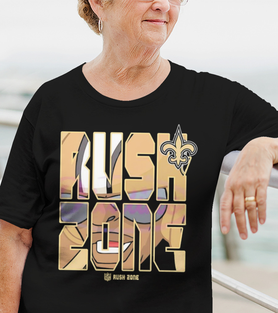 New Orleans Saints Rush Zone NFL Cartoon Fleur-de-Lis T-Shirt