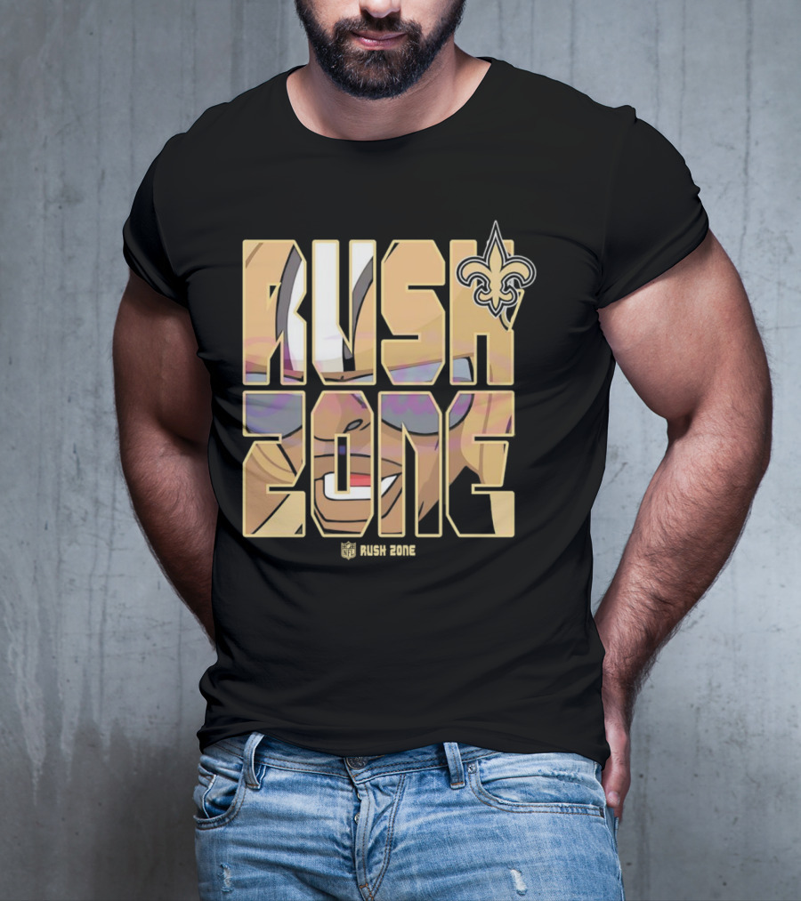 New Orleans Saints Rush Zone NFL Cartoon Fleur-de-Lis T-Shirt