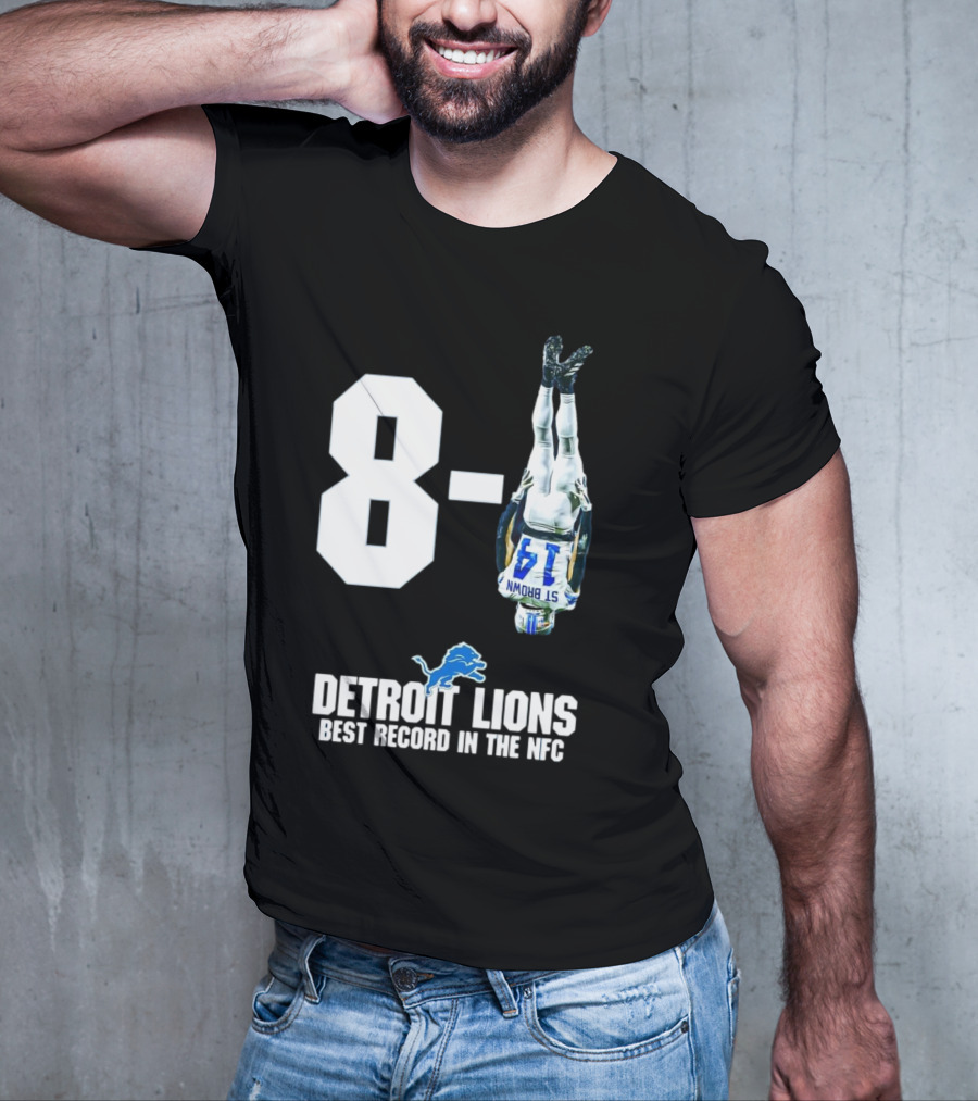 Detroit Lions 8-1 Amon-Ra St. Brown Headstand Celebration Best Record In NFC T-Shirt