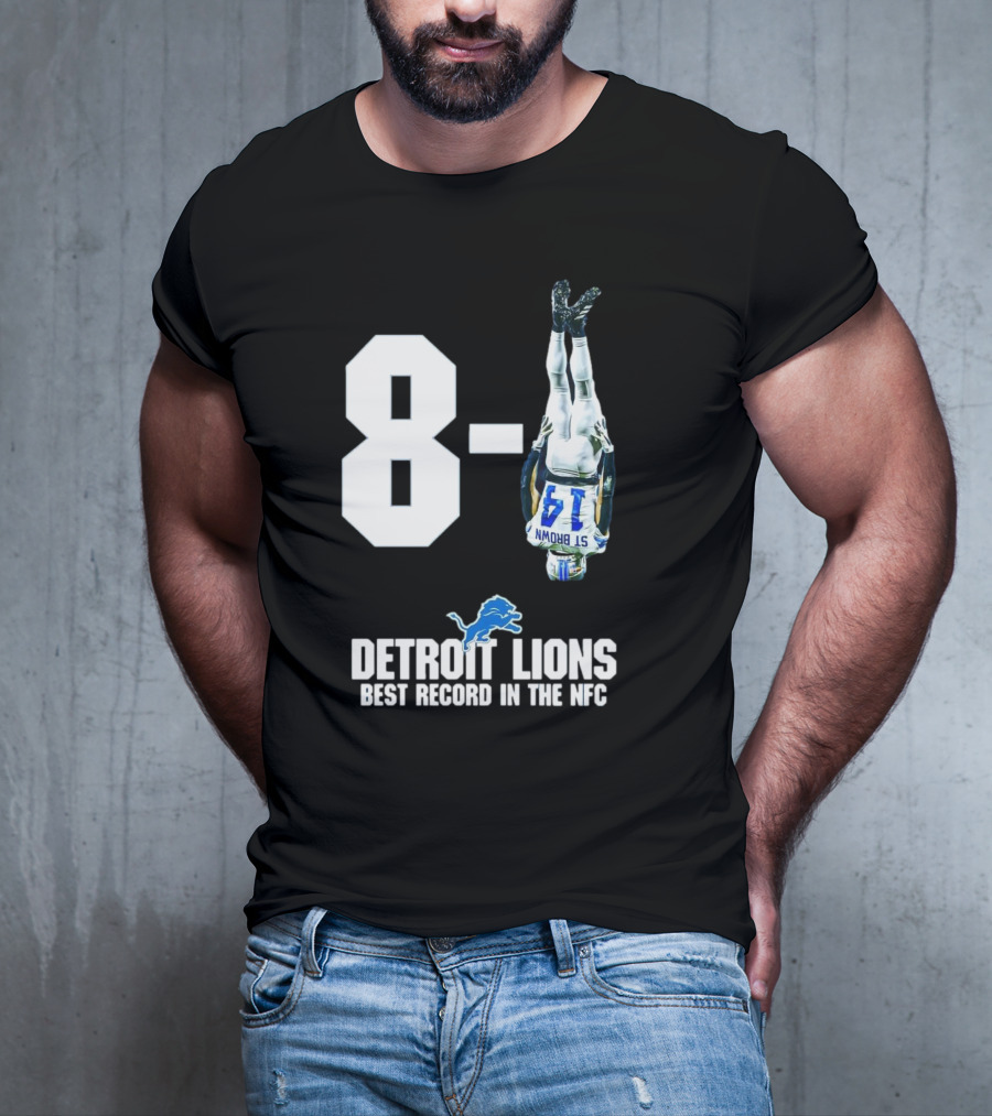 Detroit Lions 8-1 Amon-Ra St. Brown Headstand Celebration Best Record In NFC T-Shirt