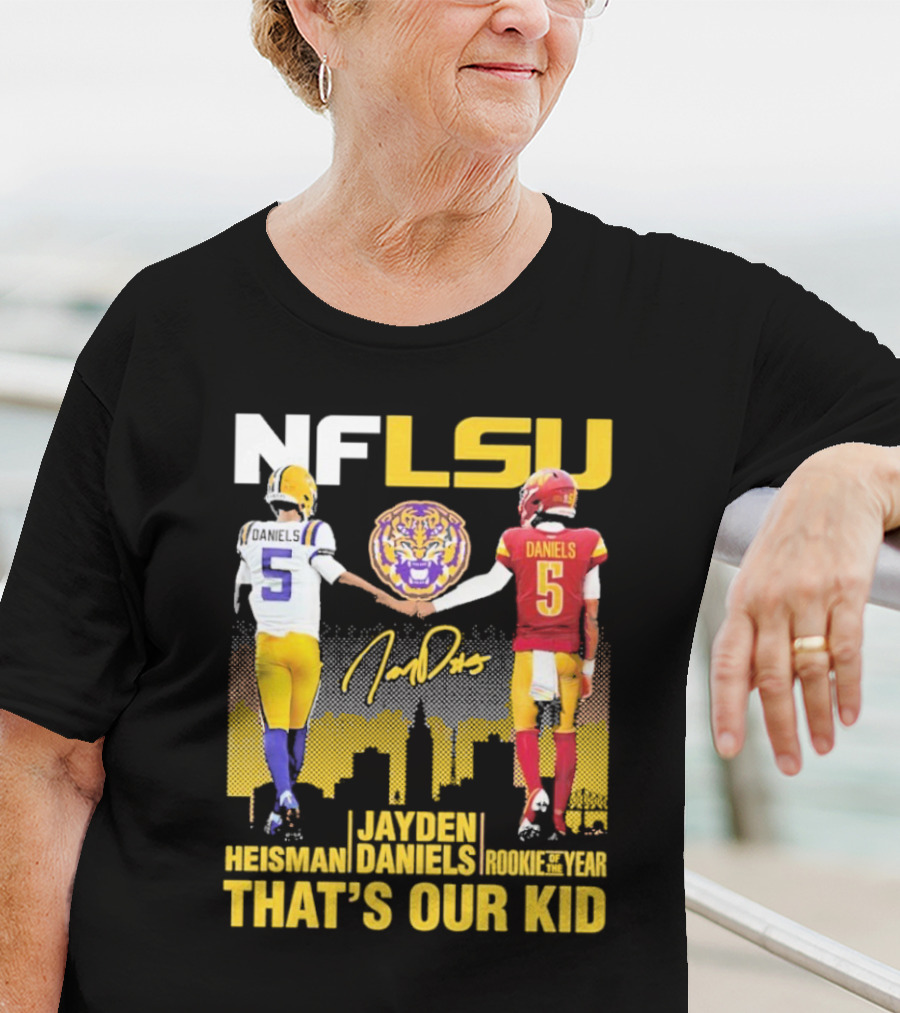 NFLSU Jayden Daniels That's Our Kid Quarterback Tiger Symbol T-Shirt