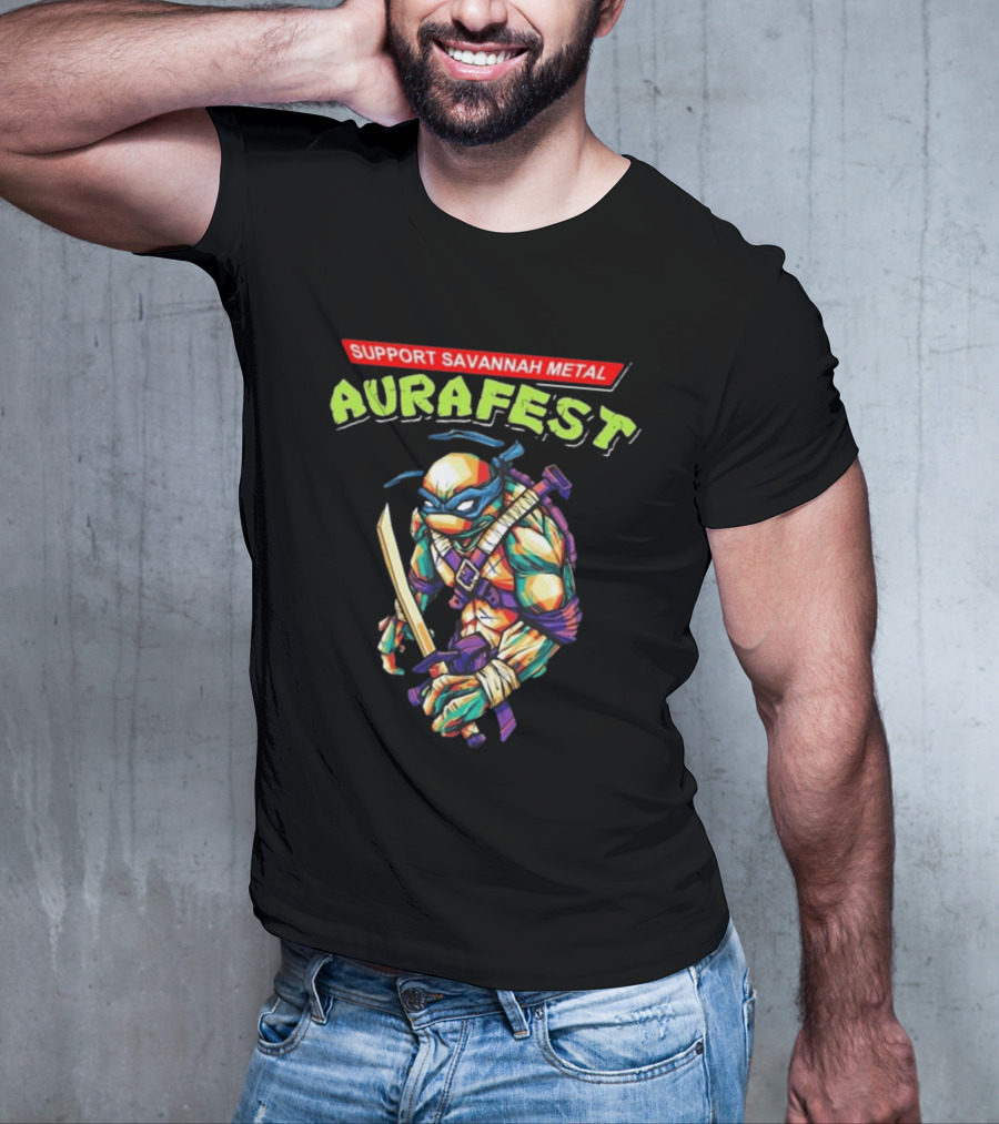 Support Savannah Metal Aurafest Ninja Turtles Event T-Shirt
