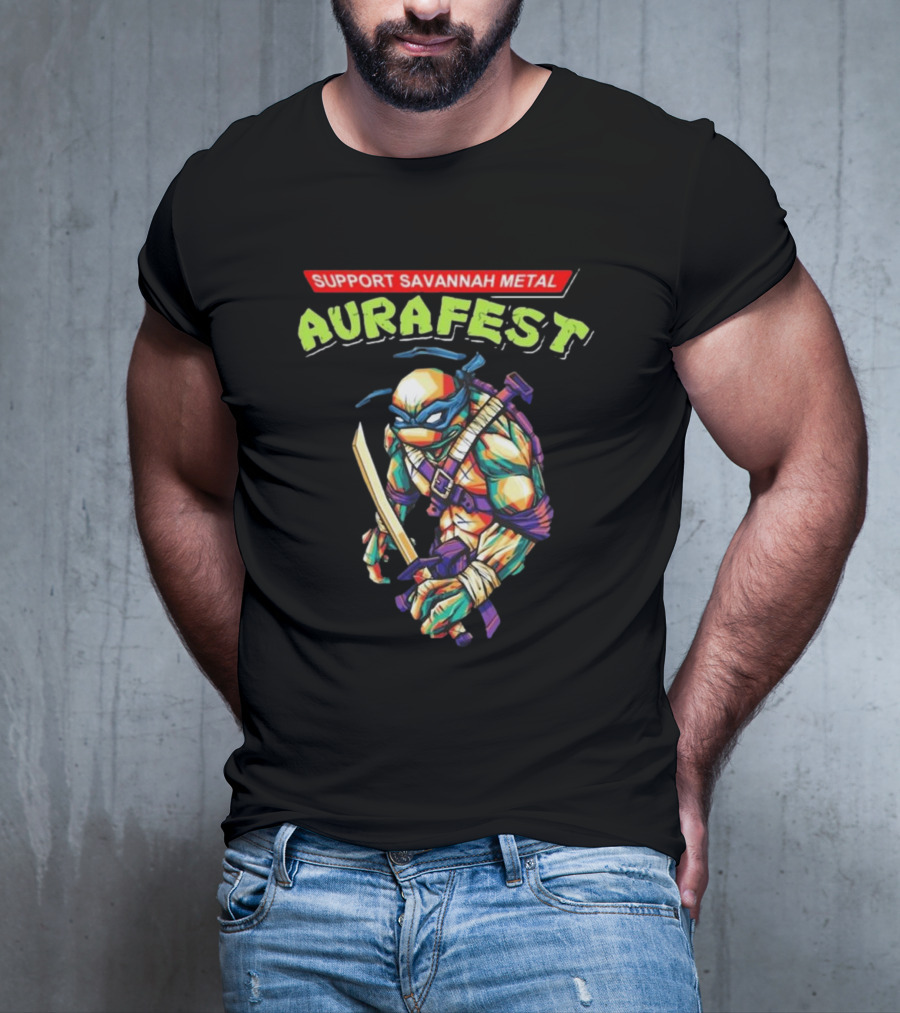 Support Savannah Metal Aurafest Ninja Turtles Event T-Shirt