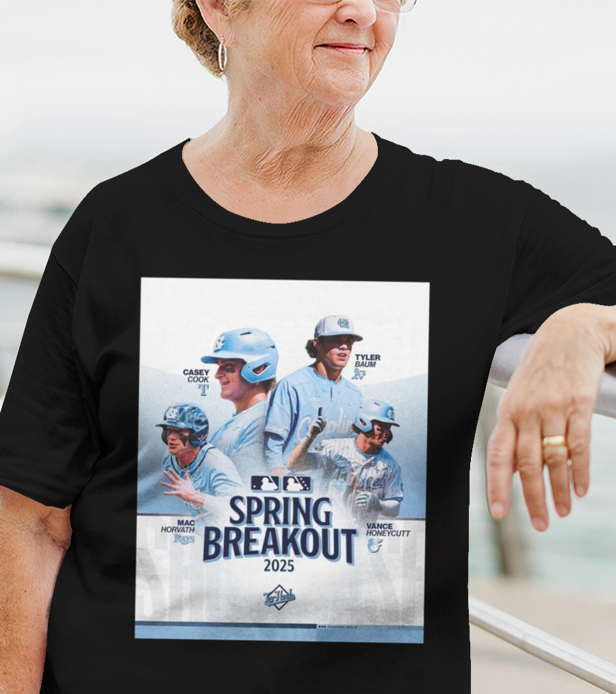 North Carolina Tar Heels Baseball Spring Breakout 2025 Casey Cook Tyler Baum Mac Horvath Vance Honeycutt MLB T-Shirt
