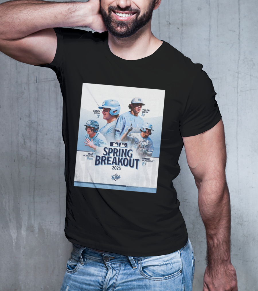 North Carolina Tar Heels Baseball Spring Breakout 2025 Casey Cook Tyler Baum Mac Horvath Vance Honeycutt MLB T-Shirt