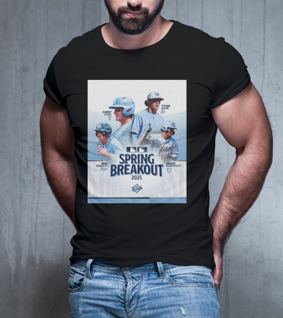North Carolina Tar Heels Baseball Spring Breakout 2025 Casey Cook Tyler Baum Mac Horvath Vance Honeycutt MLB T-Shirt