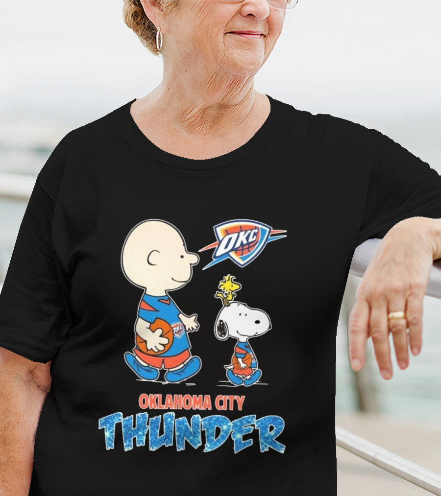 Oklahoma City Thunder Peanuts Snoopy 2025 OKC Basketball Woodstock T-Shirt
