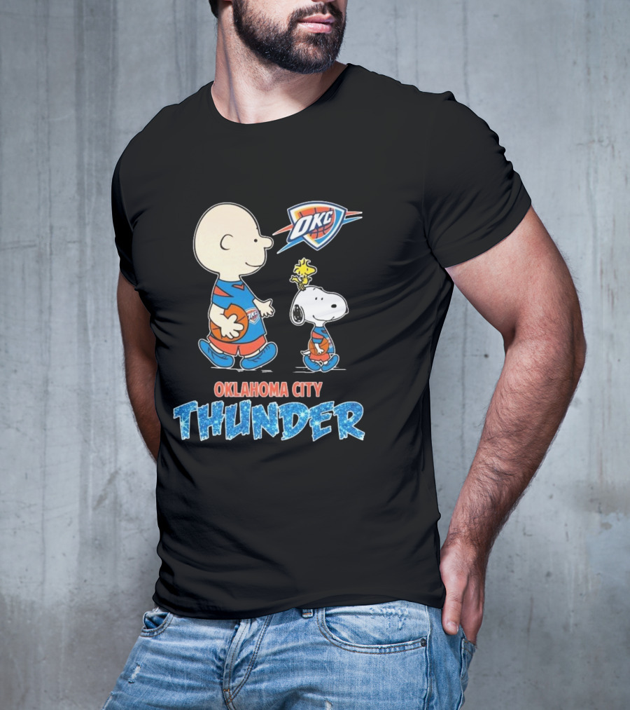 Oklahoma City Thunder Peanuts Snoopy 2025 OKC Basketball Woodstock T-Shirt