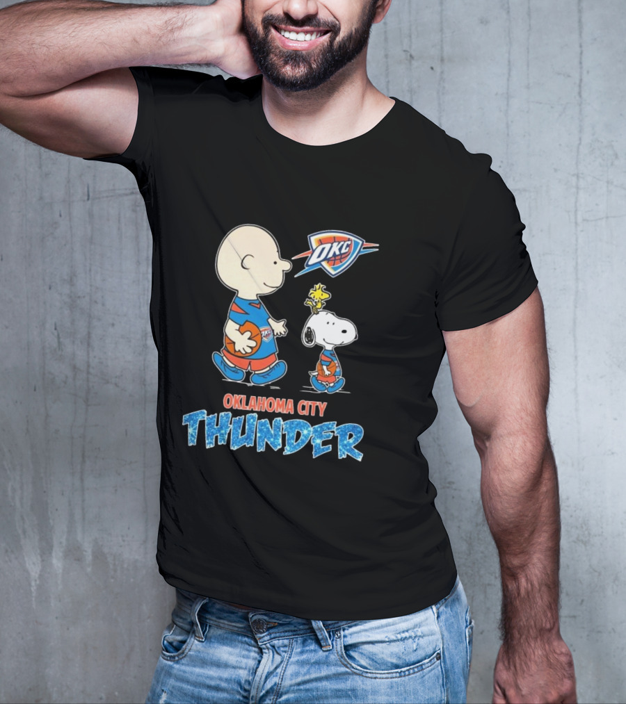 Oklahoma City Thunder Peanuts Snoopy 2025 OKC Basketball Woodstock T-Shirt