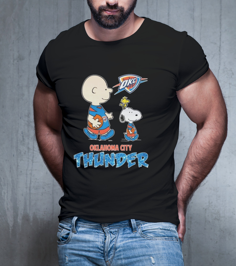 Oklahoma City Thunder Peanuts Snoopy 2025 OKC Basketball Woodstock T-Shirt