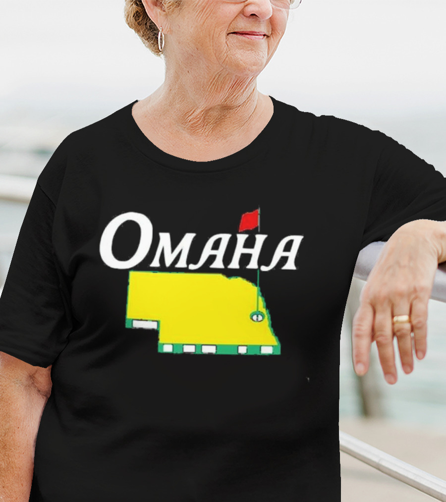 Omaha Nebraska Masters Golf State Map With Pin Flag T-Shirt