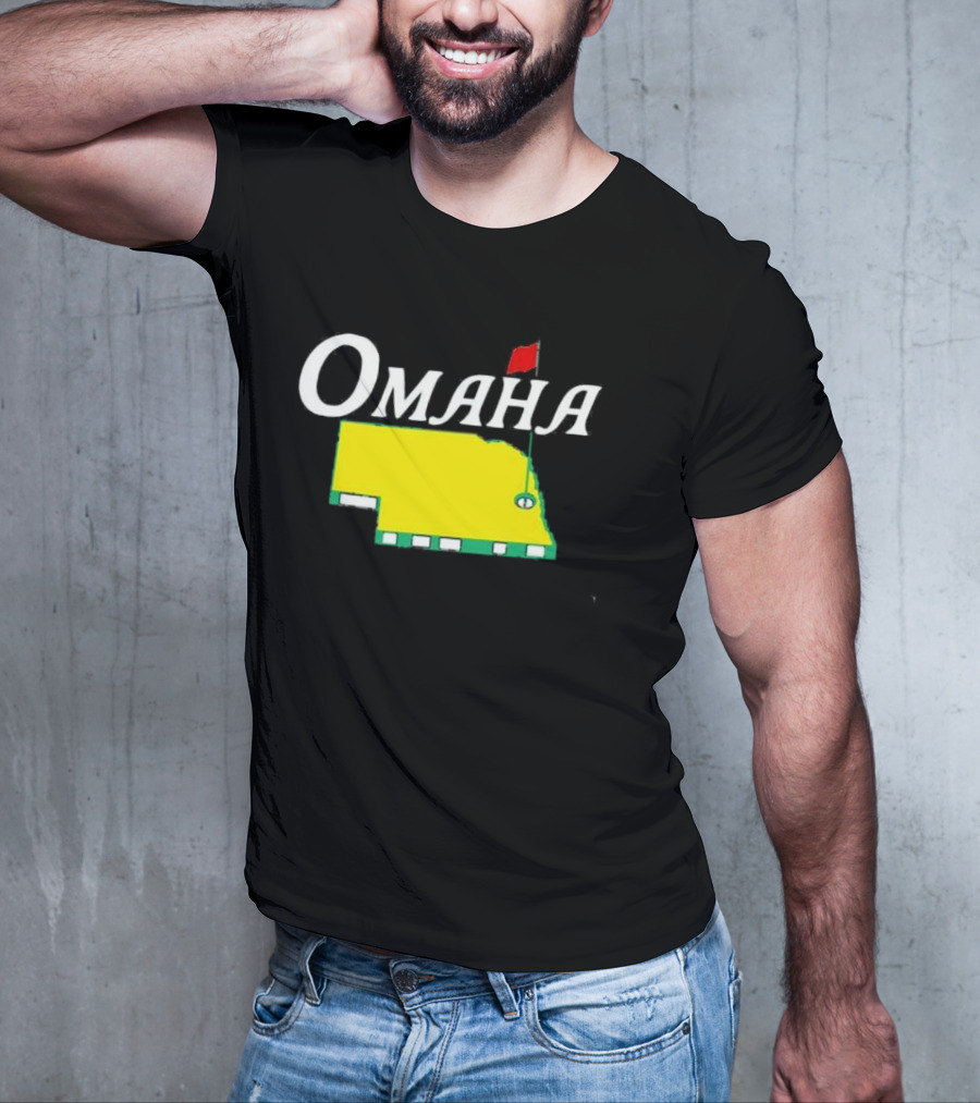 Omaha Nebraska Masters Golf State Map With Pin Flag T-Shirt
