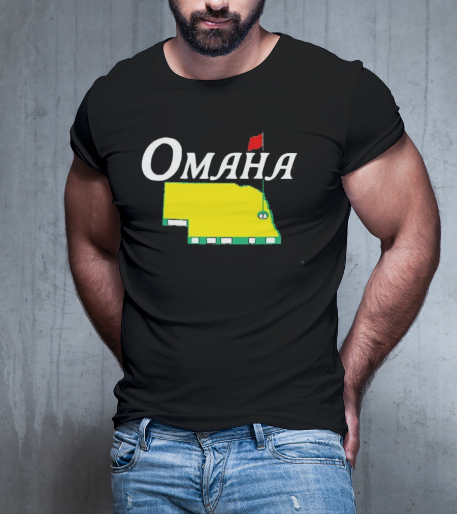 Omaha Nebraska Masters Golf State Map With Pin Flag T-Shirt