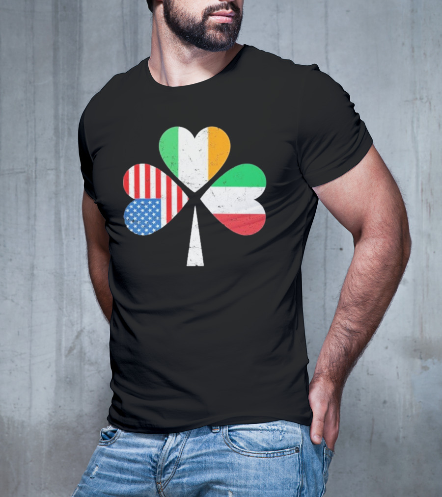 PatrickS Day Clover Ireland USA Italy Flag Trio T-Shirt
