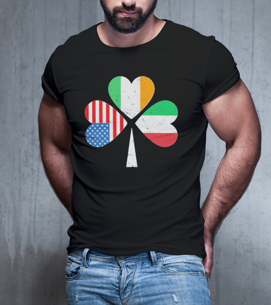 PatrickS Day Clover Ireland USA Italy Flag Trio T-Shirt