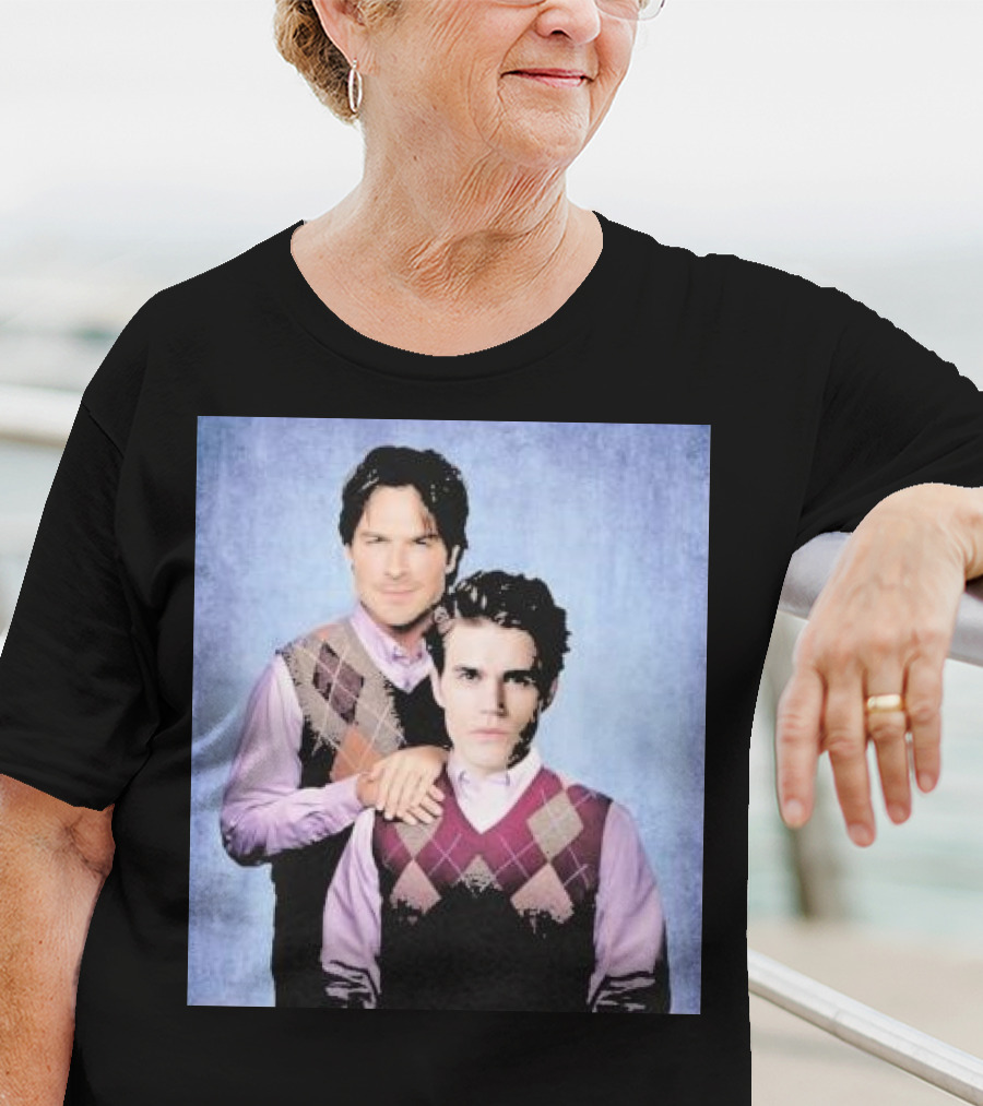 Paul Wesley Ian Somerhalder Argyle Sweater Parody T-Shirt