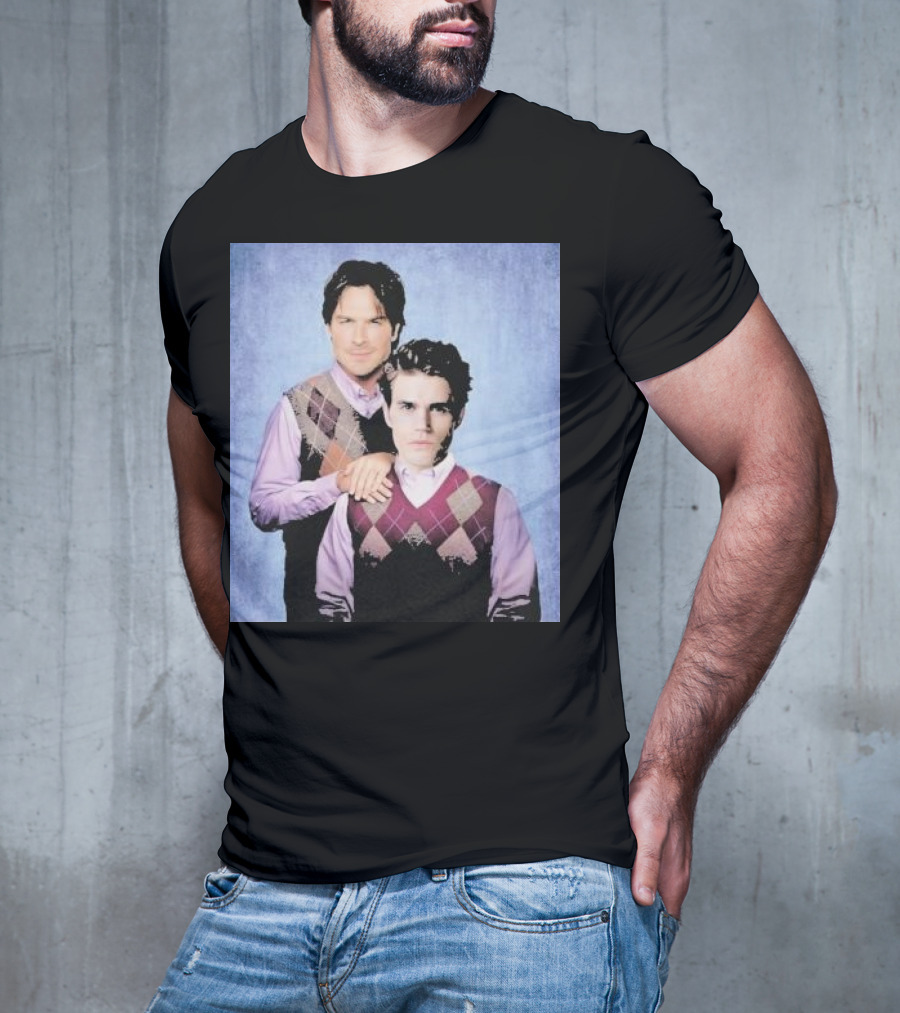 Paul Wesley Ian Somerhalder Argyle Sweater Parody T-Shirt
