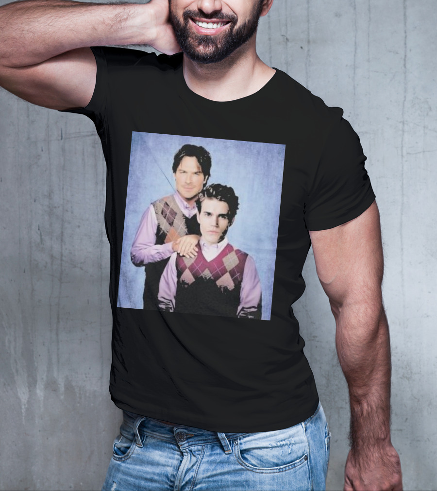 Paul Wesley Ian Somerhalder Argyle Sweater Parody T-Shirt