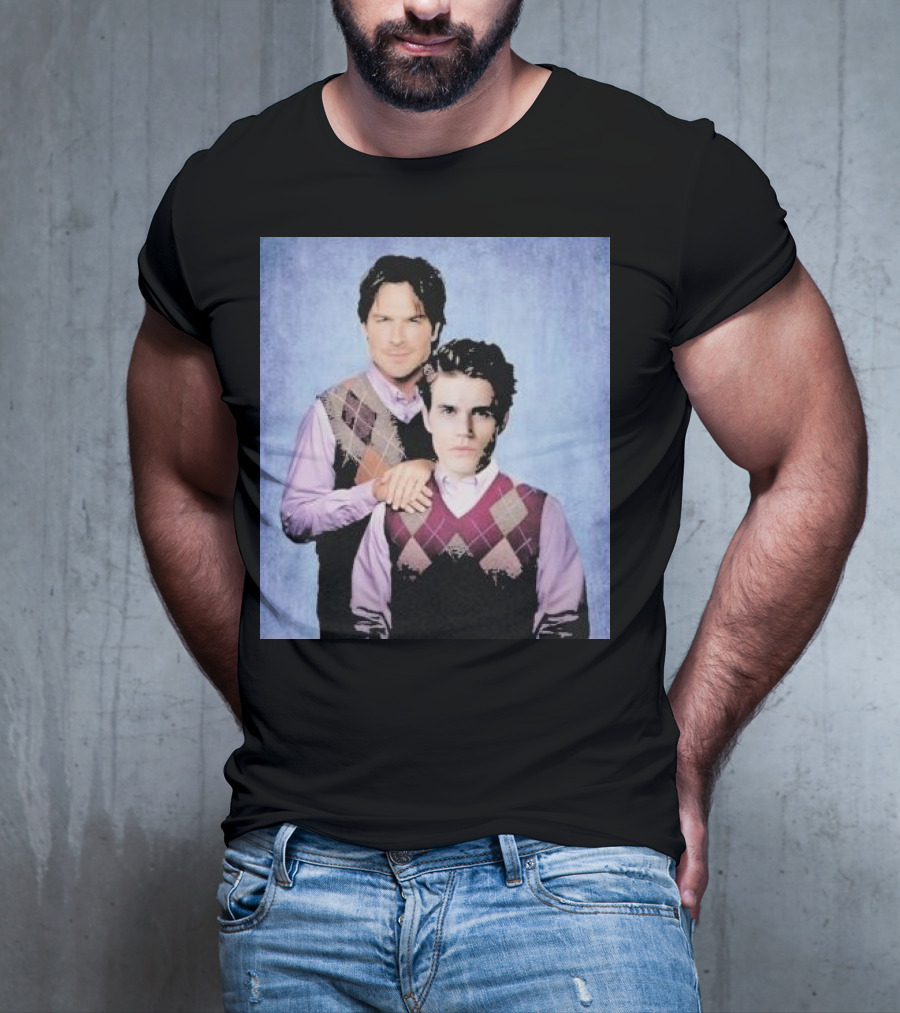 Paul Wesley Ian Somerhalder Argyle Sweater Parody T-Shirt