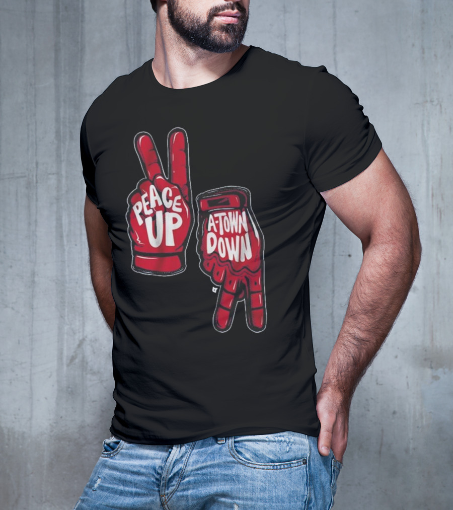 Peace Up A-Town Down Red Gloves Graphic T-Shirt