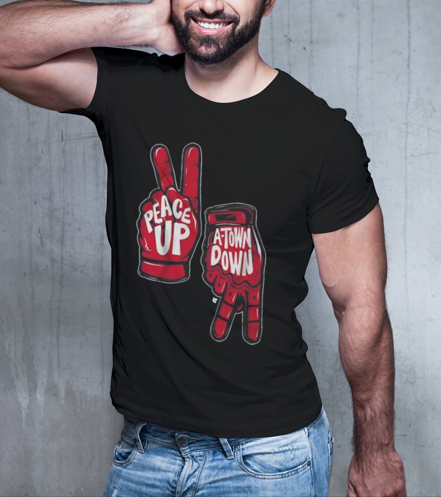 Peace Up A-Town Down Red Gloves Graphic T-Shirt