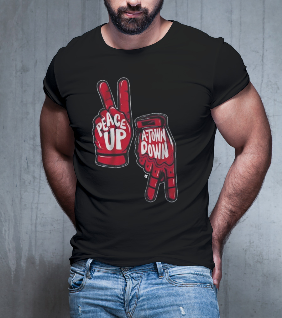 Peace Up A-Town Down Red Gloves Graphic T-Shirt
