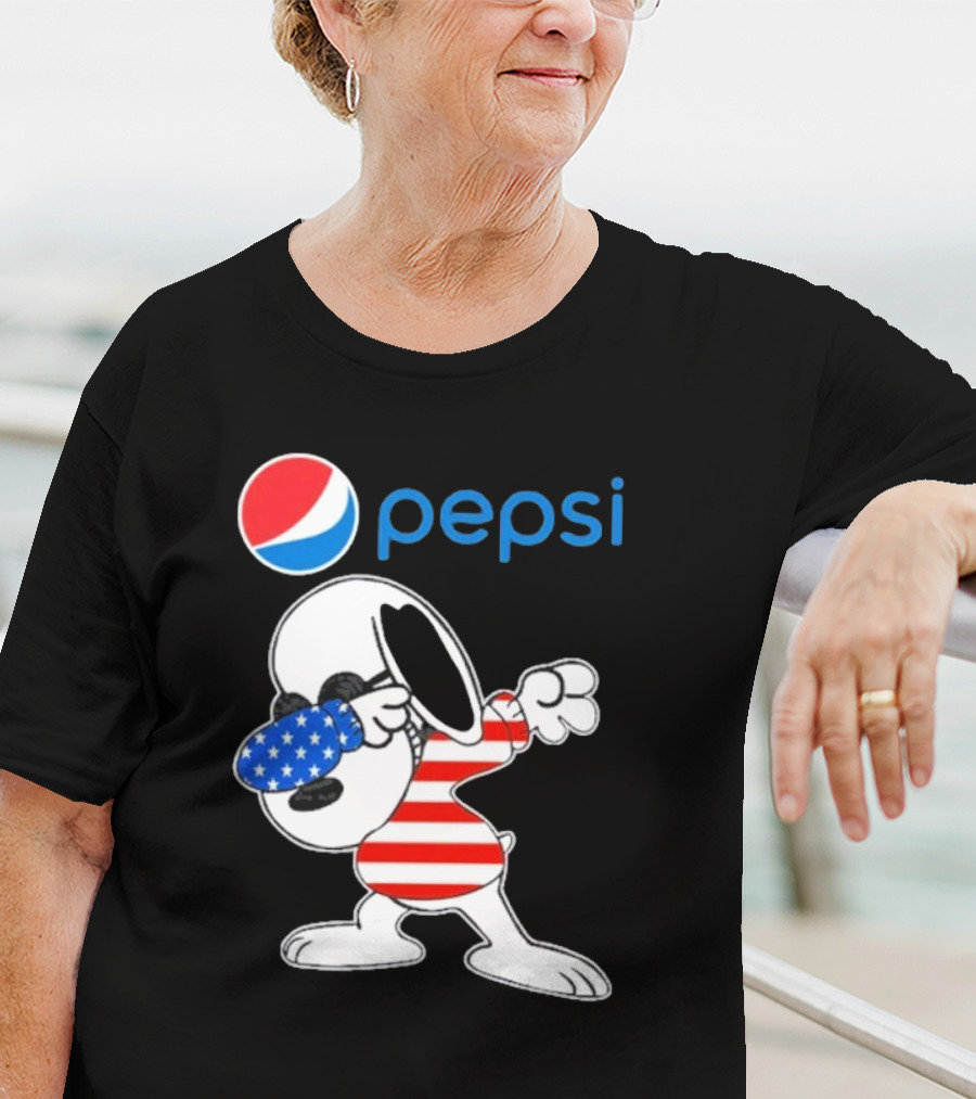 Pepsi Snoopy Dabbing American Flag USA T-Shirt