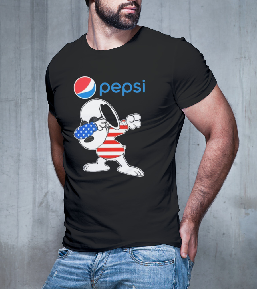 Pepsi Snoopy Dabbing American Flag USA T-Shirt