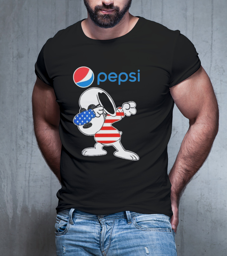 Pepsi Snoopy Dabbing American Flag USA T-Shirt