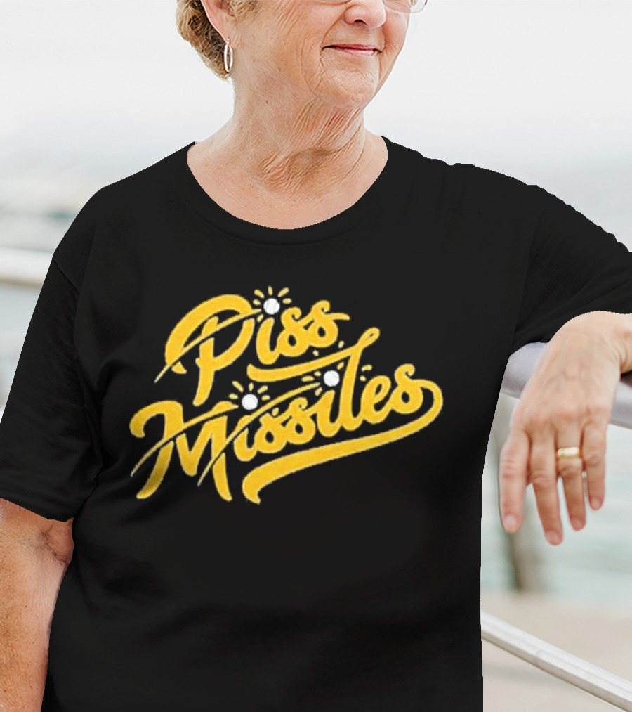 Piss Missiles Baseball Text Style With Splash Effects T-Shirt