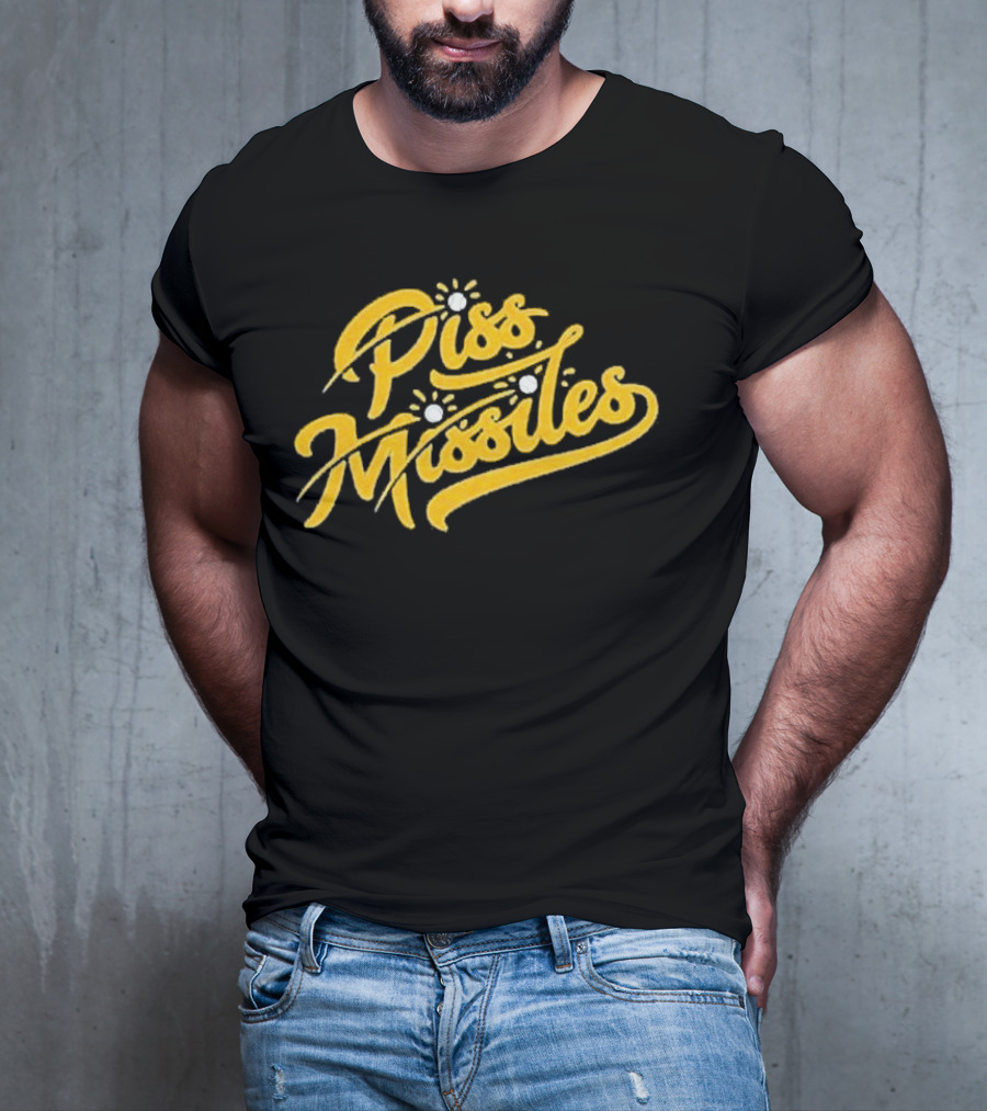 Piss Missiles Baseball Text Style With Splash Effects T-Shirt