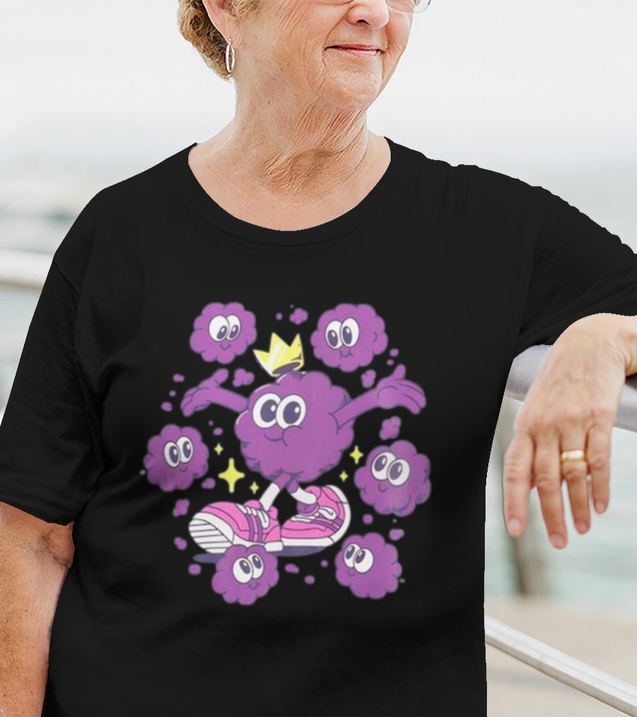 Ranboo Particle Palooza Purple Crowned Character With Sneakers And Sparkles T-Shirt