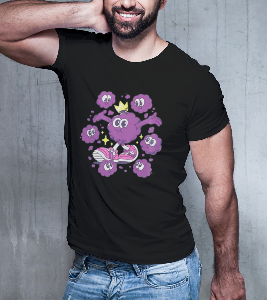 Ranboo Particle Palooza Purple Crowned Character With Sneakers And Sparkles T-Shirt