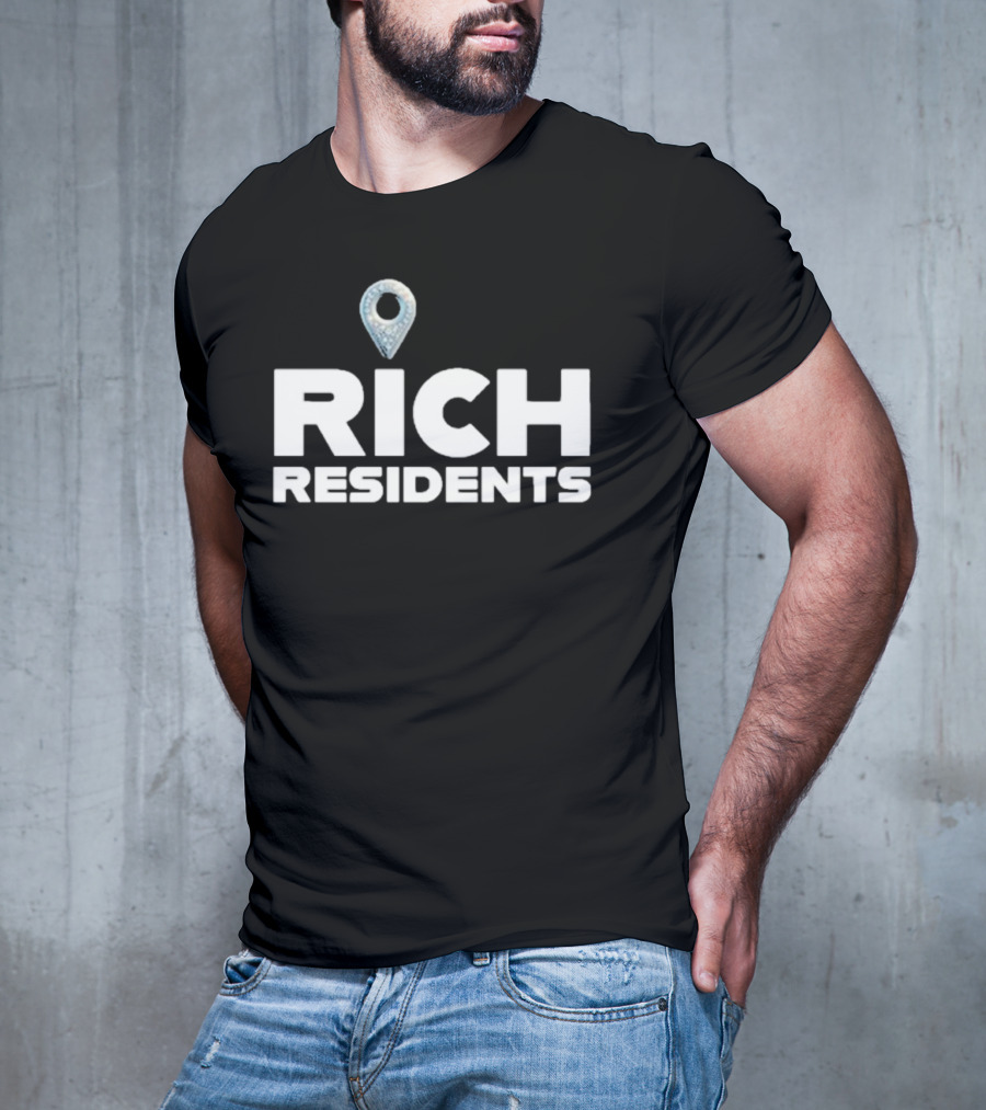 Rich Residents Oversized Diamond Map Pin T-Shirt