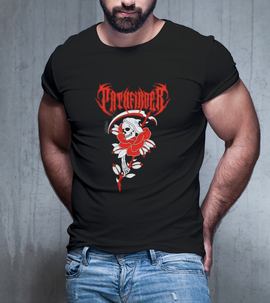 Reaper Skull With Scythe And Red Rose Gothic Aesthetic T-Shirt