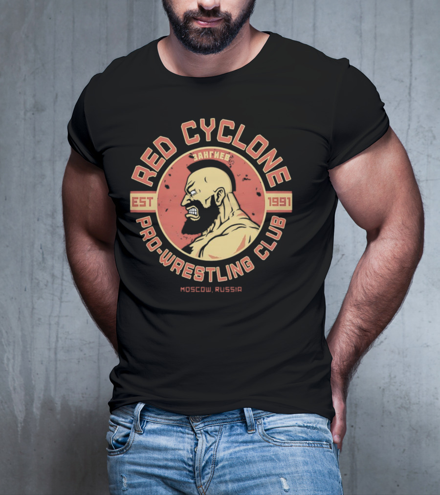 Red Cyclone Zangief Pro Wrestling Club Est 1991 Moscow Russia T-Shirt